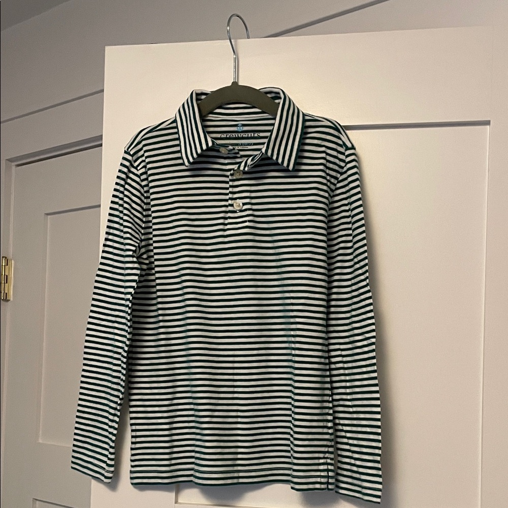 Crewcuts Green and White Striped Polo Shirt